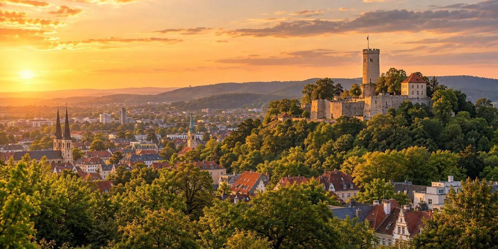 Blick über Bielefeld zur Sparrenburg